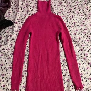 Pink distress sweater dress